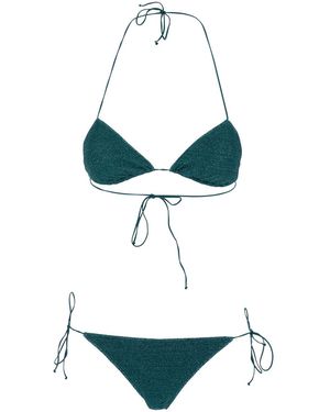 Oséree Lumiere Bikini With Triangle Top And Drawstring Closure - Green