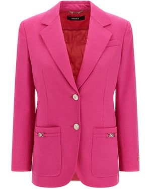 Versace Underwater Barocco Blazer Virgin Wool Elastane Blazer, Suits - Pink