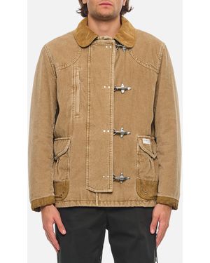 Fay 3 Hook Velvet Short Coat - Natural