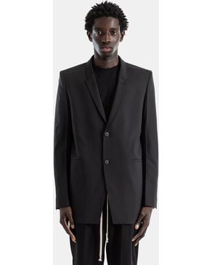 Rick Owens Veste Concordian Noire À Coupe Longue Et Épaules Structurées - Black