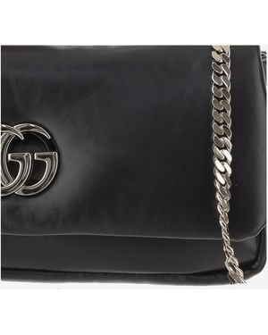 Gucci Padded Leather Handbag With Double G Emblem Handbags - Black