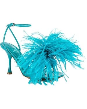 Bottega Veneta 100Mm Dot Feather-Detailed Sandals - Blue