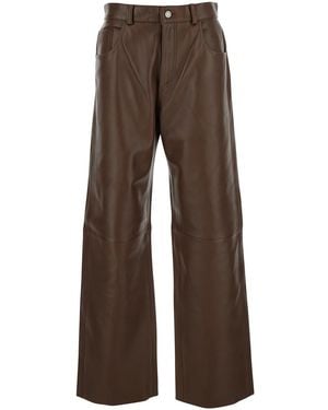 Haikure Bonnie Five-Pocket Pants With Belt Loops Leather - Brown