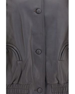 Blazé Milano Blazè Milano Charlie Ares Leather Bomber Jacket - Grey