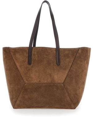 Brunello Cucinelli Tote Bag Duo Suede Leather - Brown