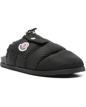 Moncler Mon Pocket Logo Patch Padded Shoes Flats - Black