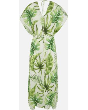 Mc2sb Tropical Leaves Print Long Dress - Green