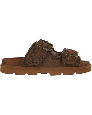 Mou Low Bio Sandal Two Buckles Al Sheep Skin - Brown