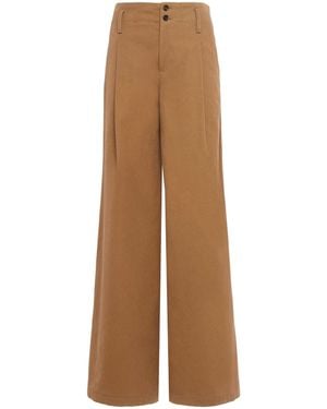 Chloé Wide Leg Canvas Trousers - Natural