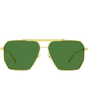 Bottega Veneta Square Sunglasses Bv1012S 004 60Mm 1012 Metal - Green