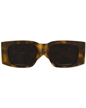 Saint Laurent Sunglasses Square Full Rim, Shiny Havana Frame And Lens Sl654003 - Brown