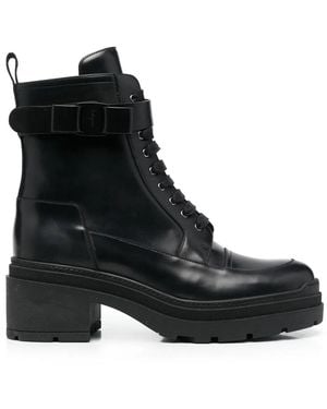 Ferragamo Ferragamo Chunky Leather Biker Boots - Black