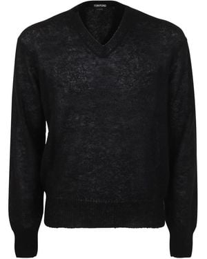 Tom Ford Mohair Blend Is V Neck - Black