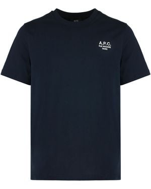 A.P.C. T-Shirt Rue Madame-Ecru Cotton T-Shirts - Blue
