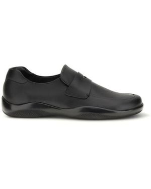 Prada Calf Leather Bos Taurus Slip-On Loafers - Black