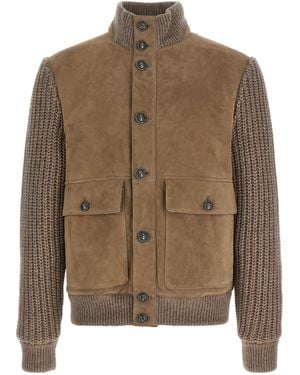Brunello Cucinelli Shearling Bomber Jacket - Brown