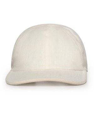 Eleventy Linen And Cotton Baseball Cap - White