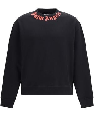 Palm Angels Neck Logo Sweatshirt - Blue