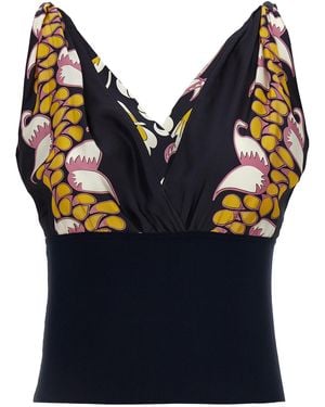 Tory Burch Printed Silk Top - Blue