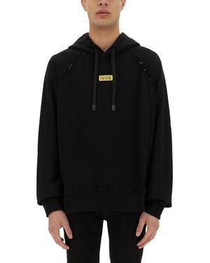 Versace Jeans Couture Hoodie Cotton Sweatshirts - Black