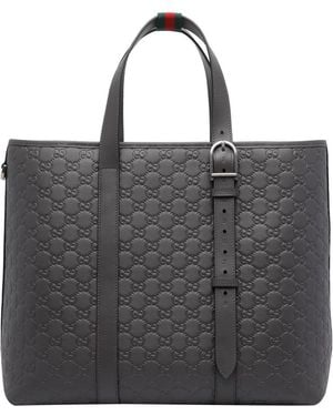 Gucci Big Gg Emblem Shopping Bag - Black