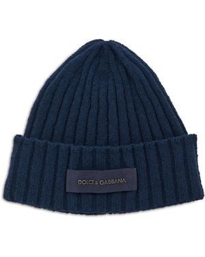 Dolce & Gabbana Knit Cap Dark Cotton Hat - Blue