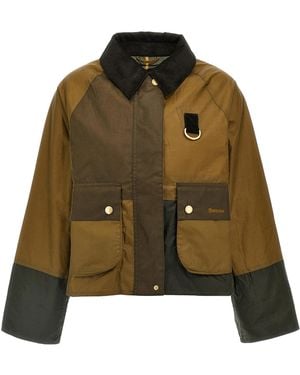 Barbour Alma Jacket Waxed Cotton Down Jacket, Parka, Casual - Green