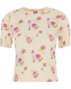 Loewe Embroidered Cotton Blend Sweater - White