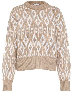 Brunello Cucinelli Jacquard C Mere Jumper - Natural