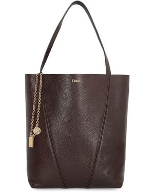 Chloé Spin Leather Tote Bag - Brown