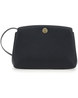 Liffner Pushlock Pouch Leather Clutch Bag With Clasp Closure For Calf Clutches And Pochettes - Black