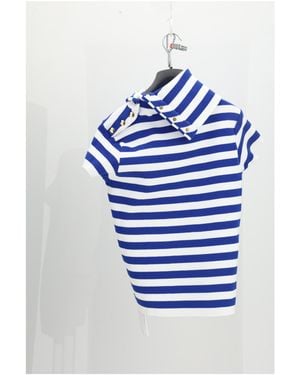 Celine High-Neck Top-Royal/Royal Cotton Tops - Blue