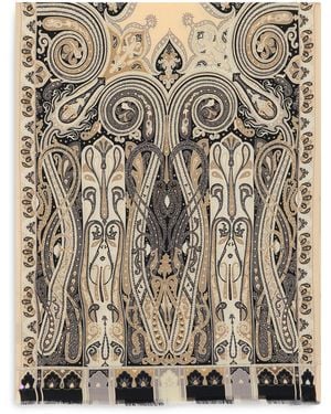 Etro Scarf Paisley Print Wool - Natural