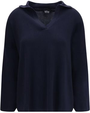 Ella Wool Polo Jumper Merino Tops - Blue