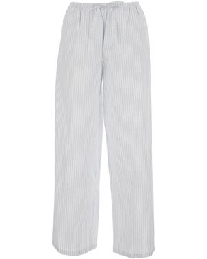 DUNST Pajama String Pants With Stripes Cotton Pants - White