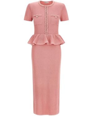 Self-Portrait Polyester Midi Dress - Pink