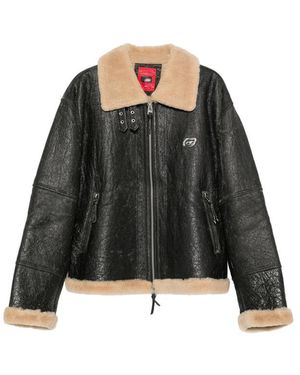 Kidsuper Leather Jacket Shearling - Black