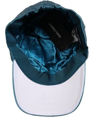 Dolce & Gabbana Polyester Quilted Baseball Cap Hat Silk Cotton - Blue