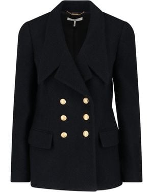 Chloé Double Breasted Bouclé Wool Jacket - Black