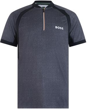 BOSS Polo Shirt Technical Short Sleeve Polyester - Blue
