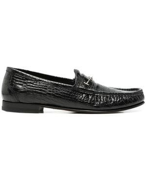 Tom Ford Croc-Effect Leather Loafers Calf Leather; Sole - Black