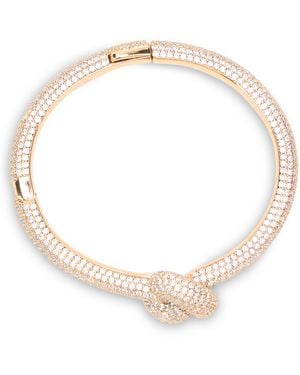 Self-Portrait Bracelet With Knot And Decorative Crystals - Metallic