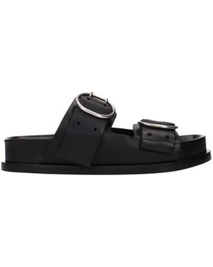 Jil Sander Leather Slippers - Black
