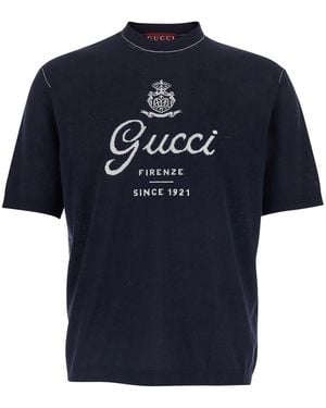 Gucci Jumper Round Neck Wool Tops - Blue