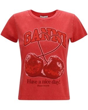 Ganni Future Cherry T-Shirt By Cotton T-Shirts - Red
