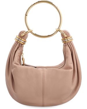 Chloé Leather Hobo Bag With Top Handle Calf Shoulder - Pink