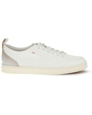 Santoni Calf Leather Bos Taurus Low Top Trainers - White
