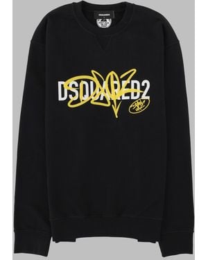 DSquared² Sweatshirt Graffiti Cotton Sweatshirts - Black
