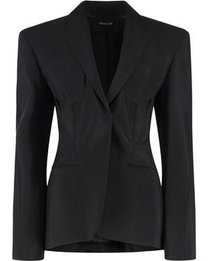 Mugler Single-Breasted One Button Jacket - Black