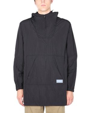 Helmut Lang Nylon Windbreaker With Hood Jacket - Gray